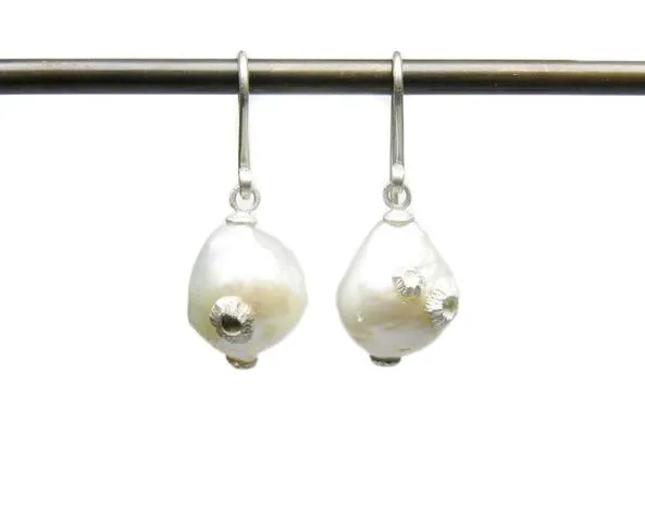 Small Baroque Pearl Barnacle Earrings