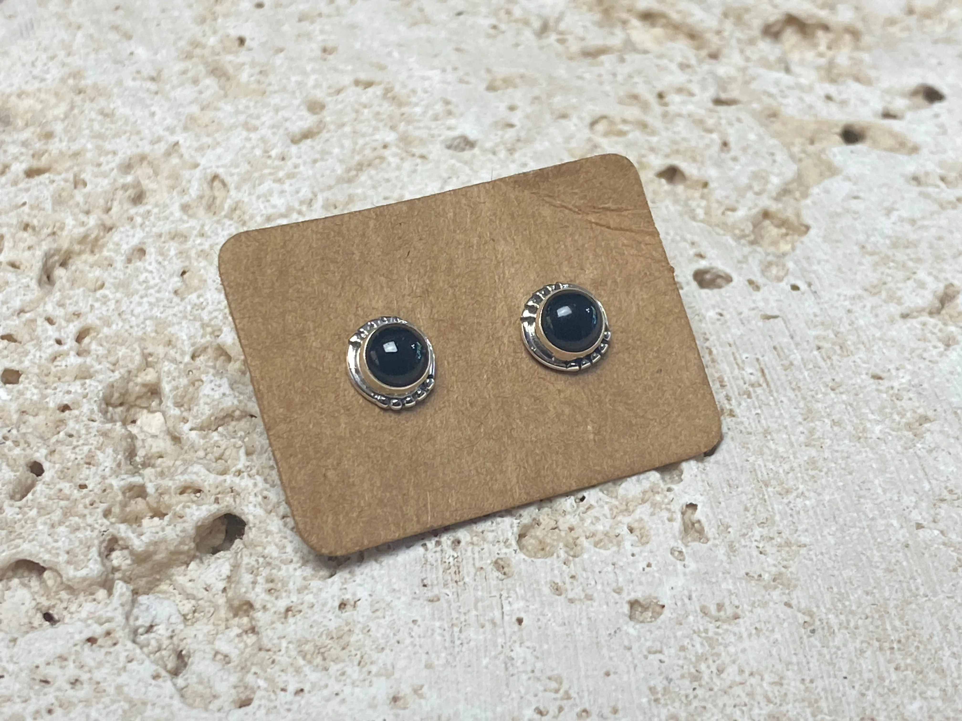 Small Black Onyx Silver Studs - Four Styles