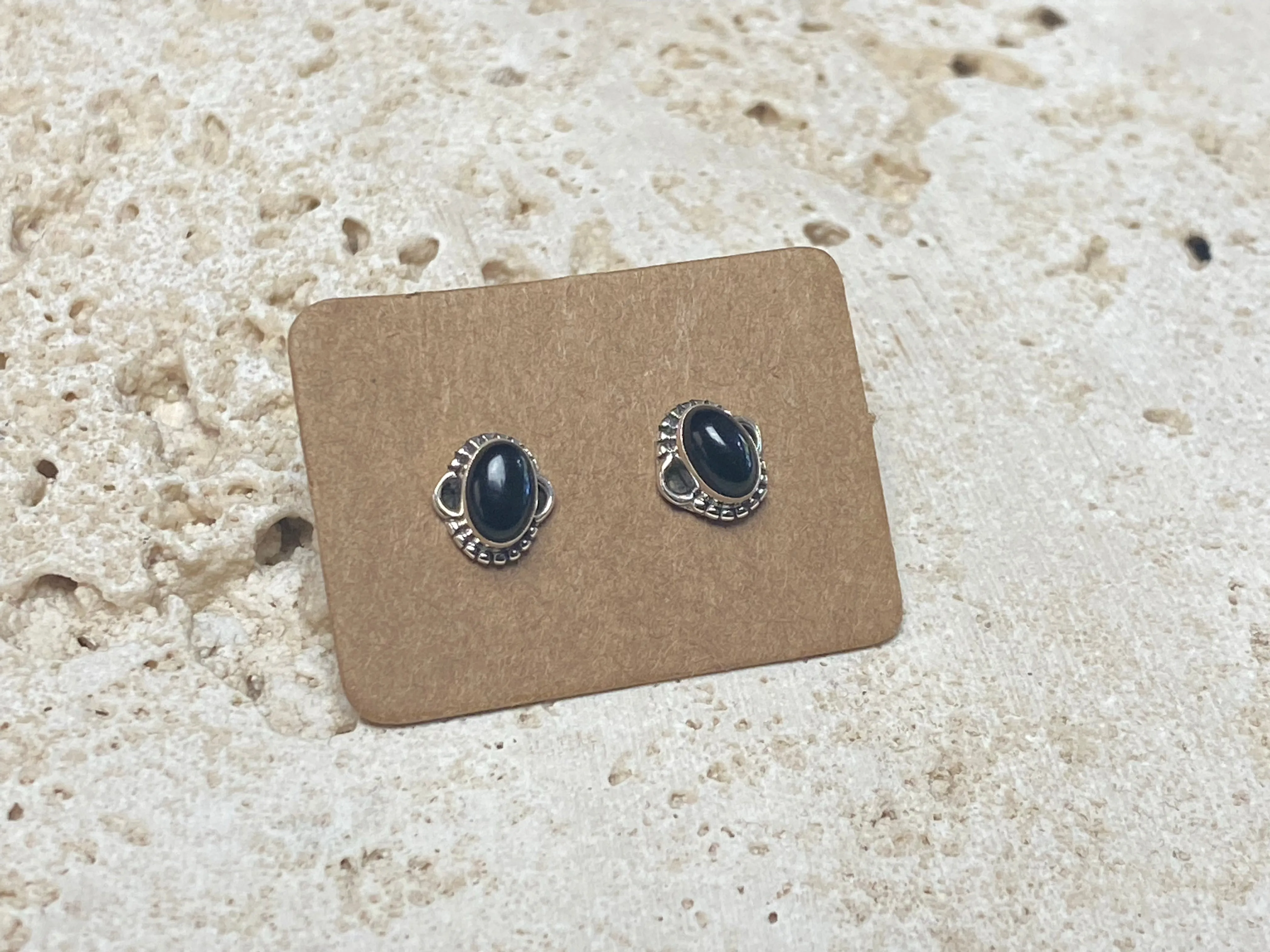 Small Black Onyx Silver Studs - Four Styles