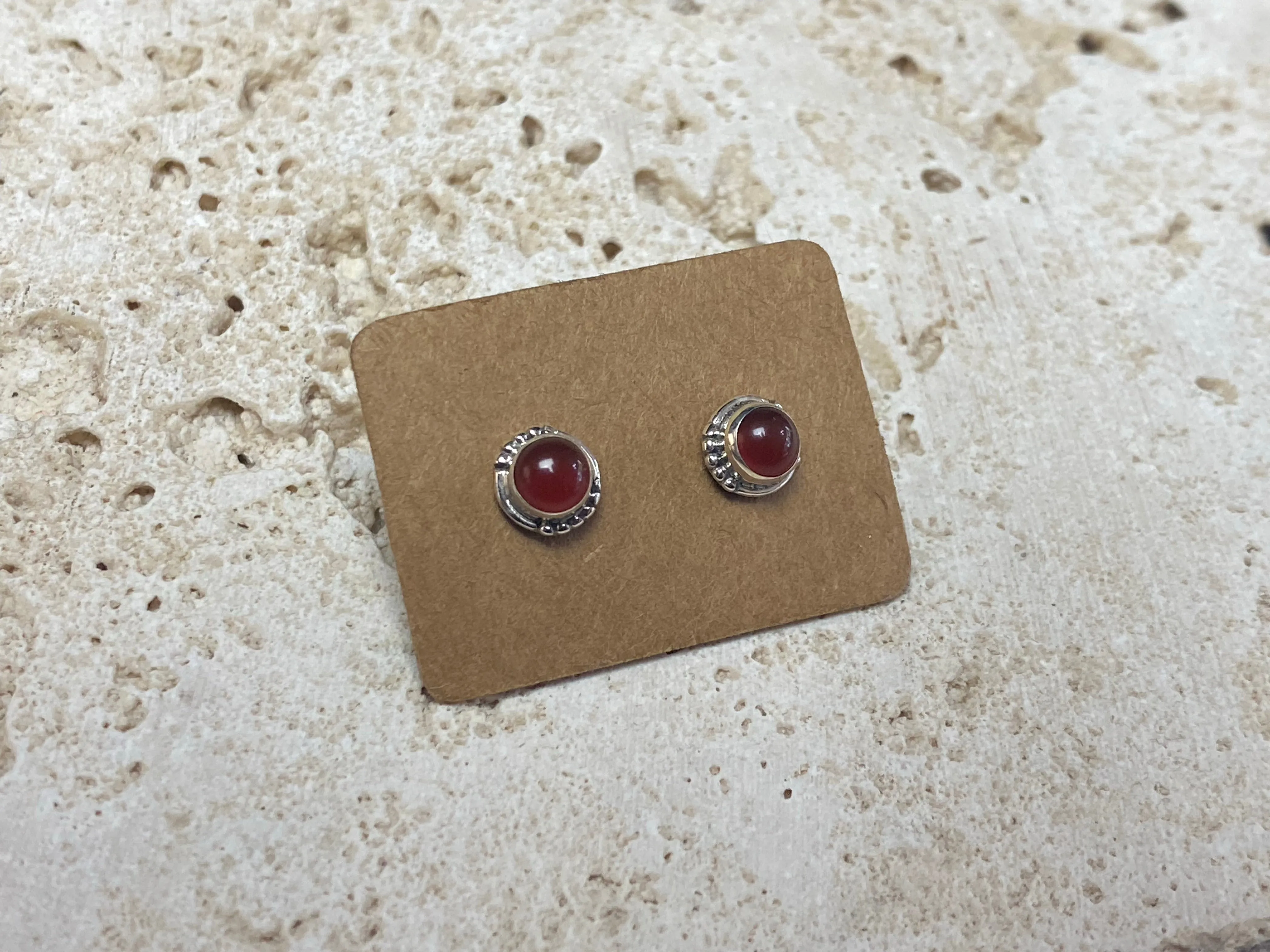 Small Carnelian Silver Studs - Three Styles