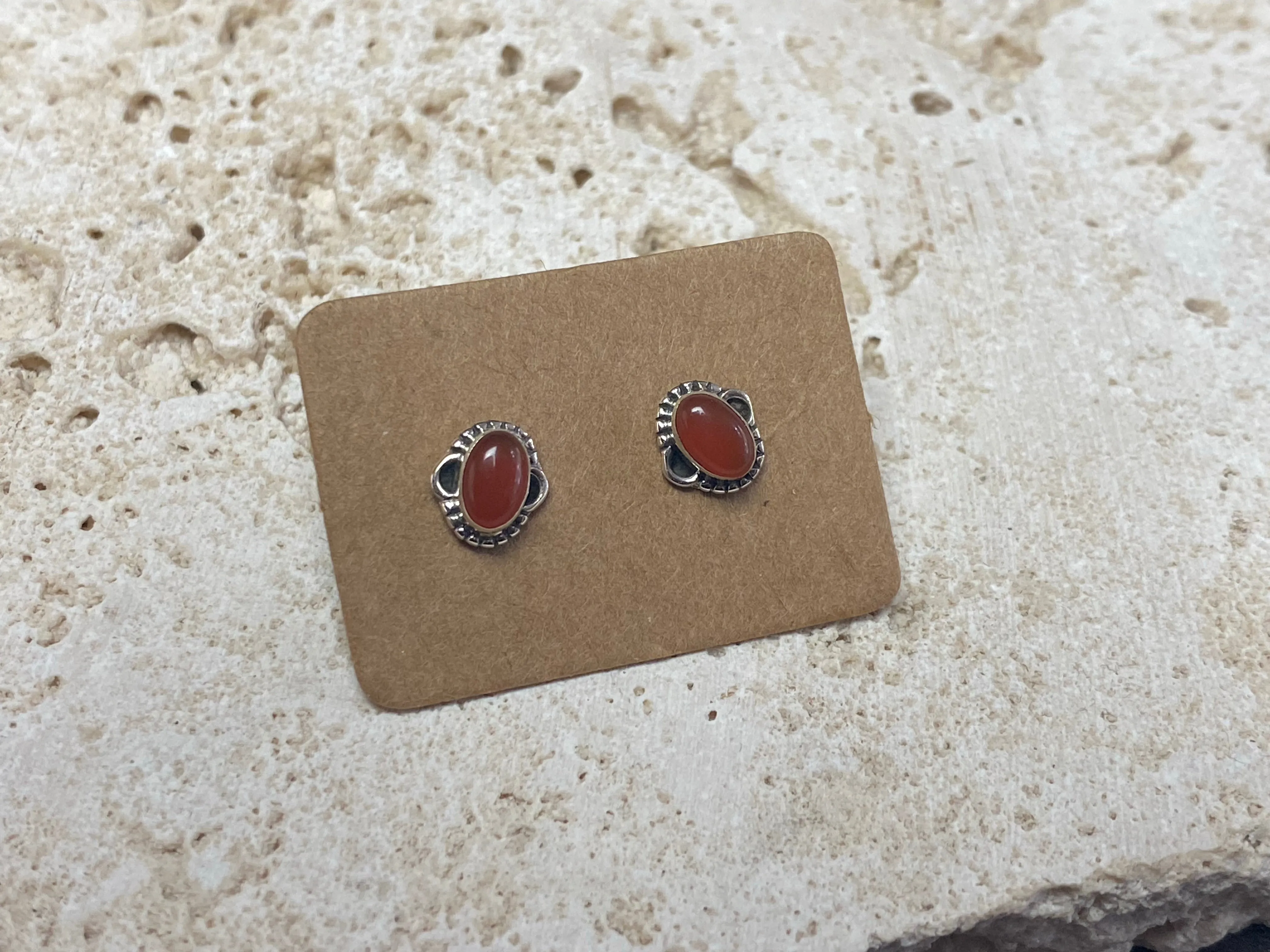 Small Carnelian Silver Studs - Three Styles