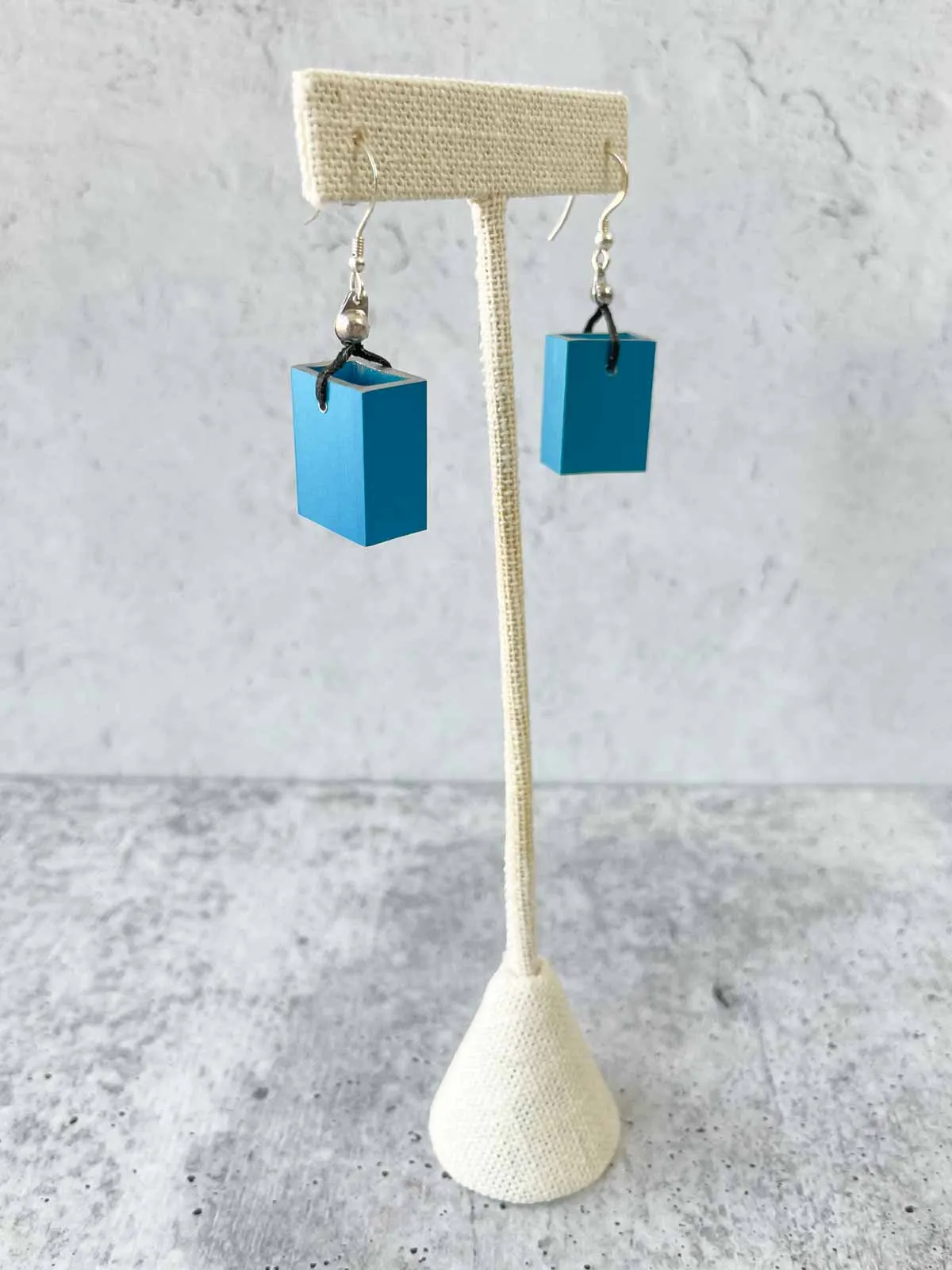 Small Rectangular Aluminum Drop Earrings, Turquoise