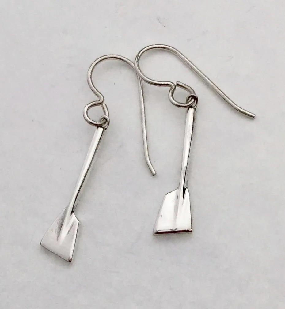 Small Rowing Blades with Shafts Wire Earrings