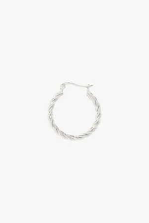 Small twisted hoop earring silver 23mm