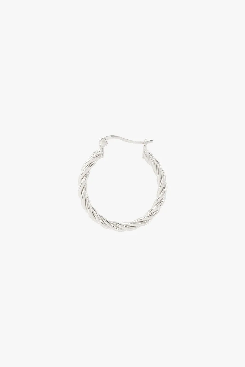 Small twisted hoop earring silver 23mm