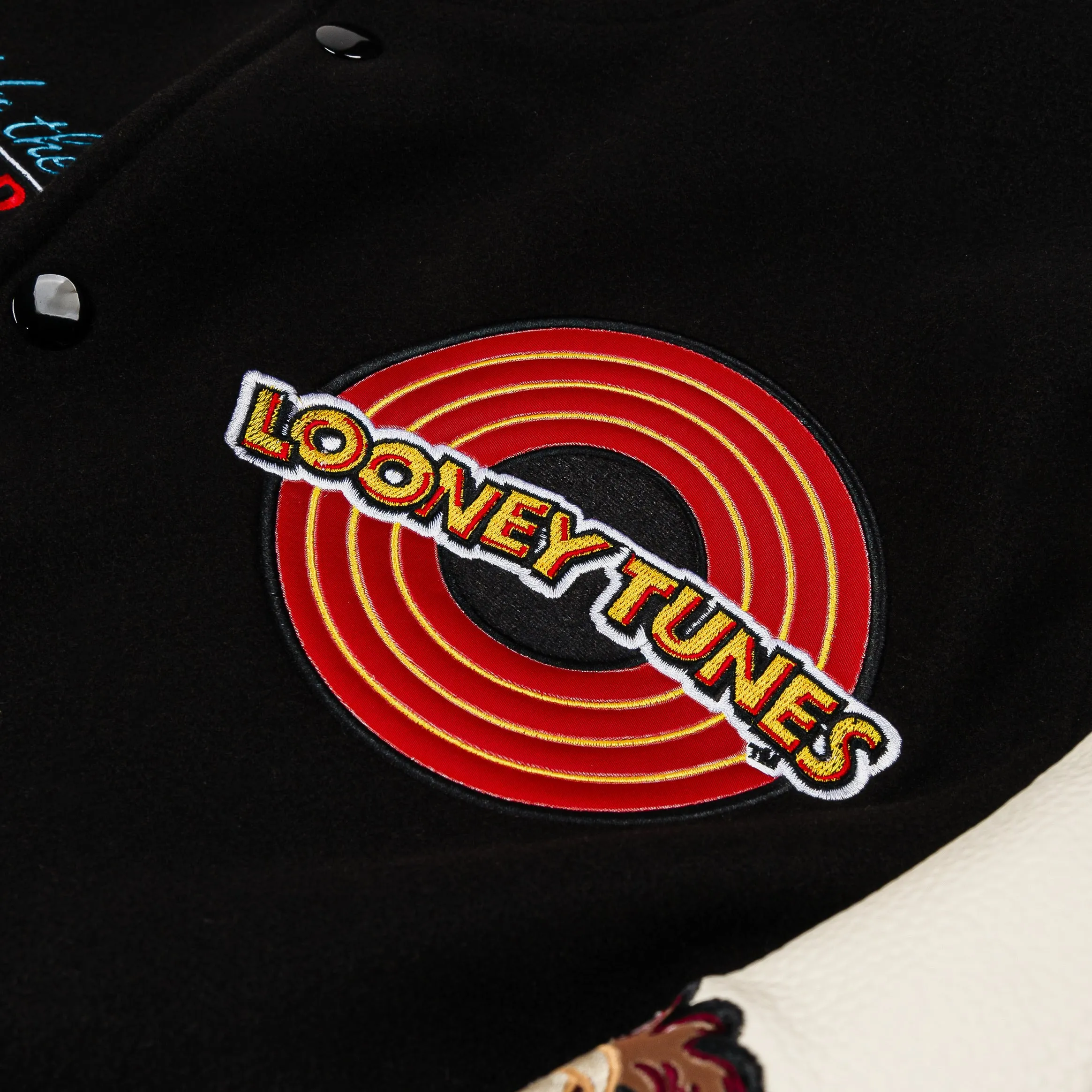 SP x Looney Tunes Bugs & Taz Varsity Mens Jacket (Black/Beige)