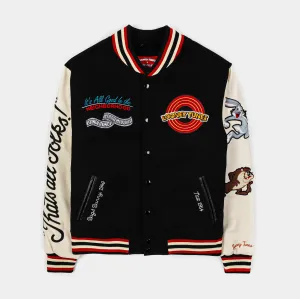 SP x Looney Tunes Bugs & Taz Varsity Mens Jacket (Black/Beige)