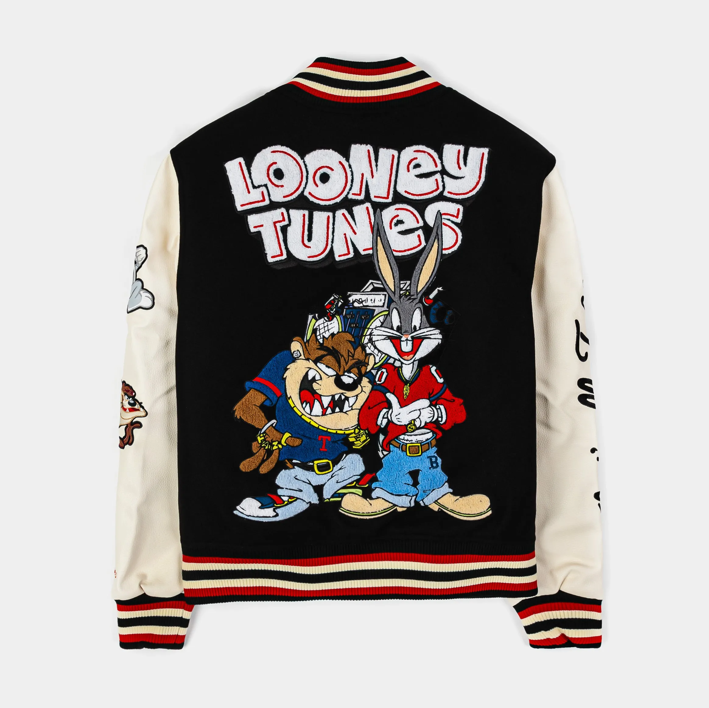 SP x Looney Tunes Bugs & Taz Varsity Mens Jacket (Black/Beige)