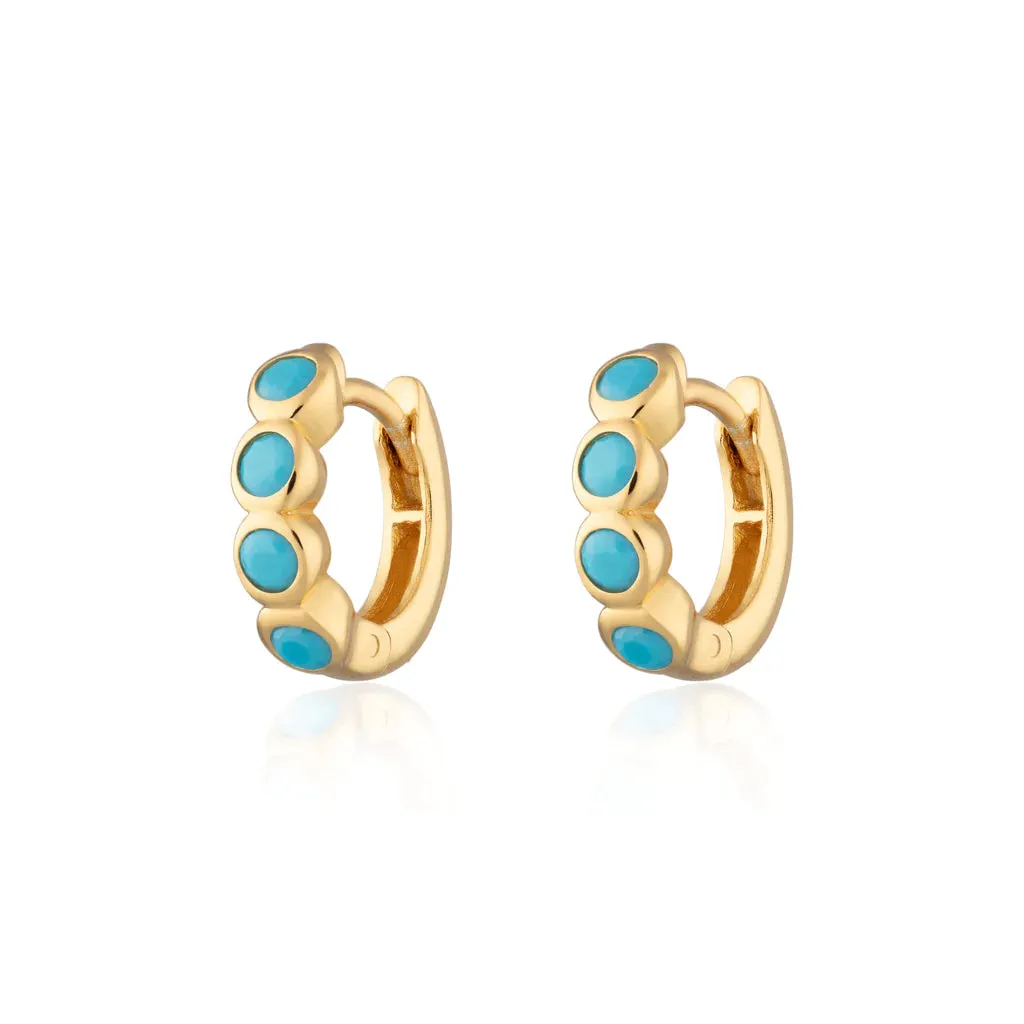 SPG-377 Bezel Huggie Earrings With Turquoise - GP