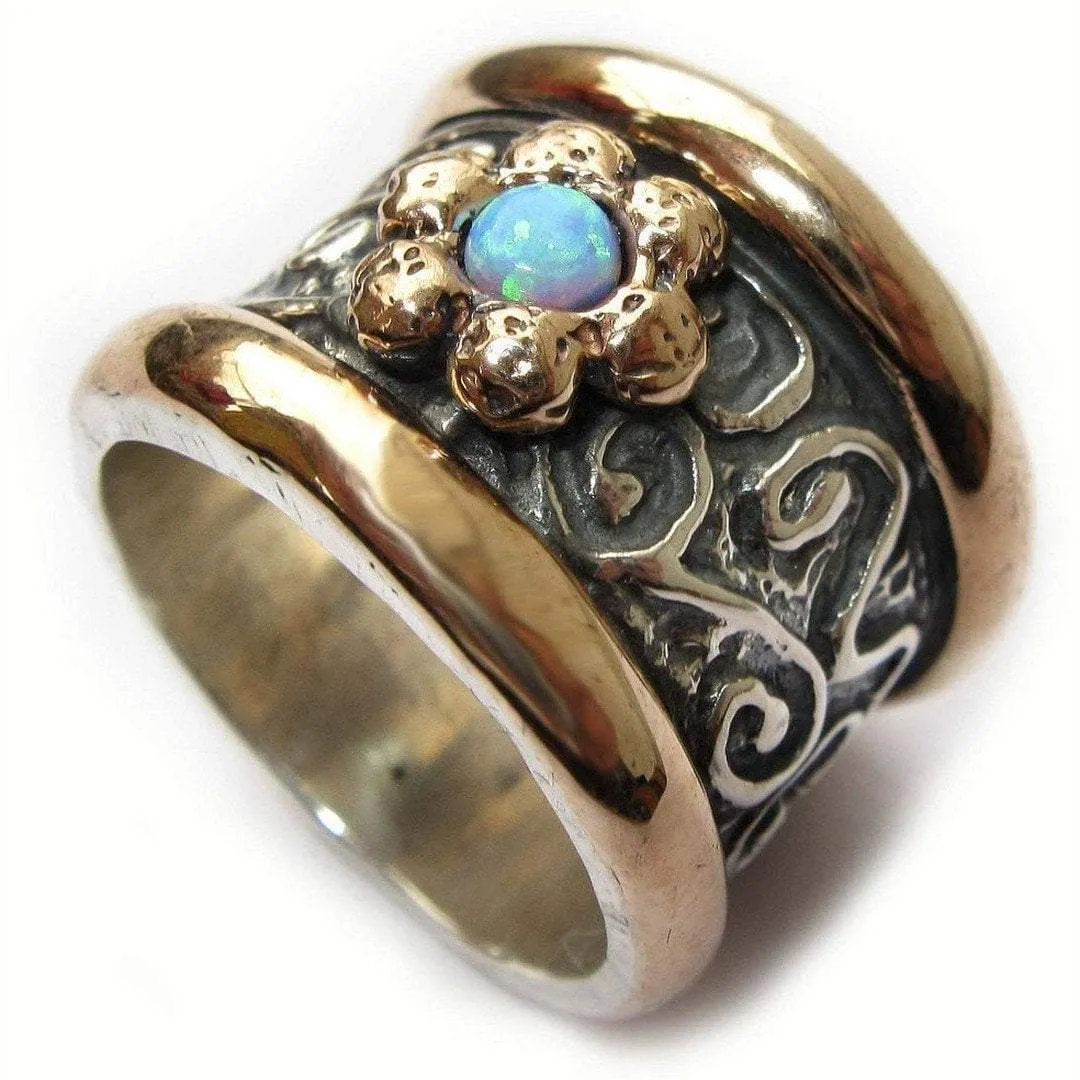 Spinner ring for woman/ Statement Ring / blue opal ring / romantic ring / Israeli jewelry