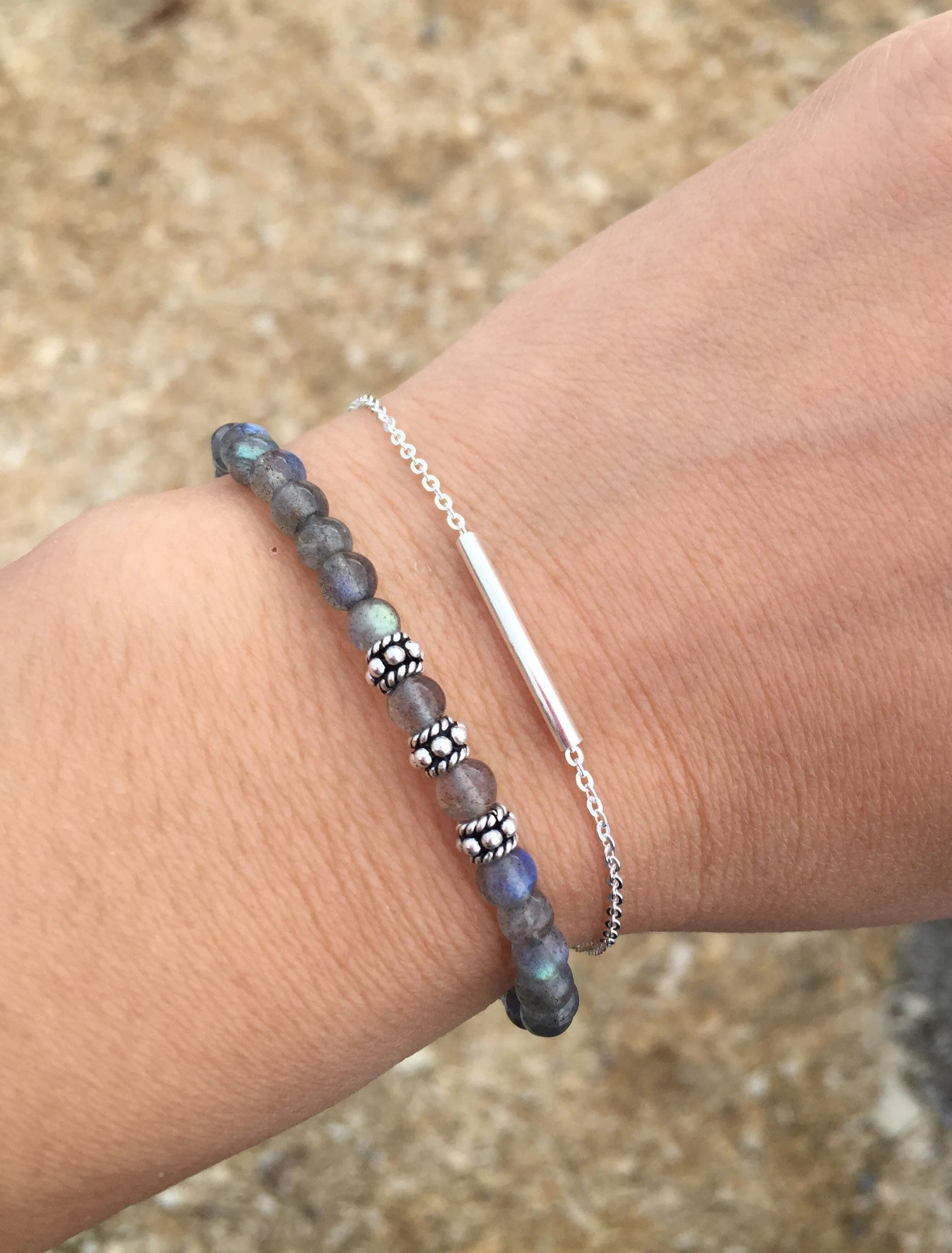 Stackable Rainbow labradorite bracelet