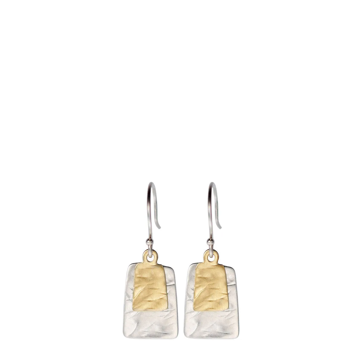 Sterling Silver & 10K Gold Flattened Double Square Earrings