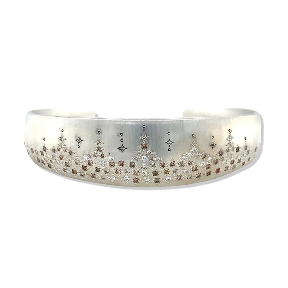 Sterling Silver and Diamond Cuff- "Cascading Sky"