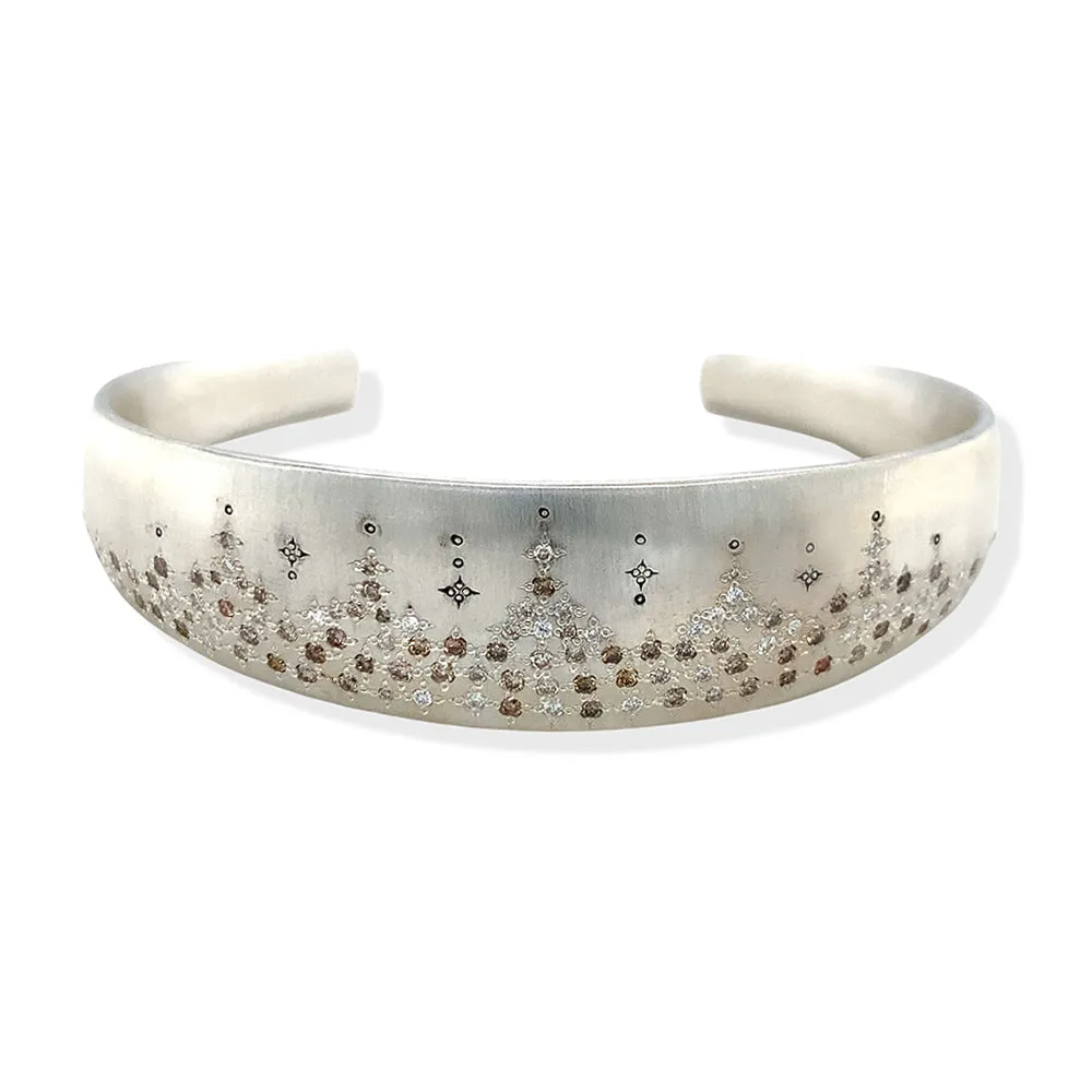 Sterling Silver and Diamond Cuff- "Cascading Sky"