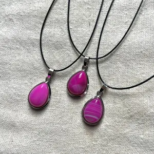 Teardrop Pendant - Pink Agate