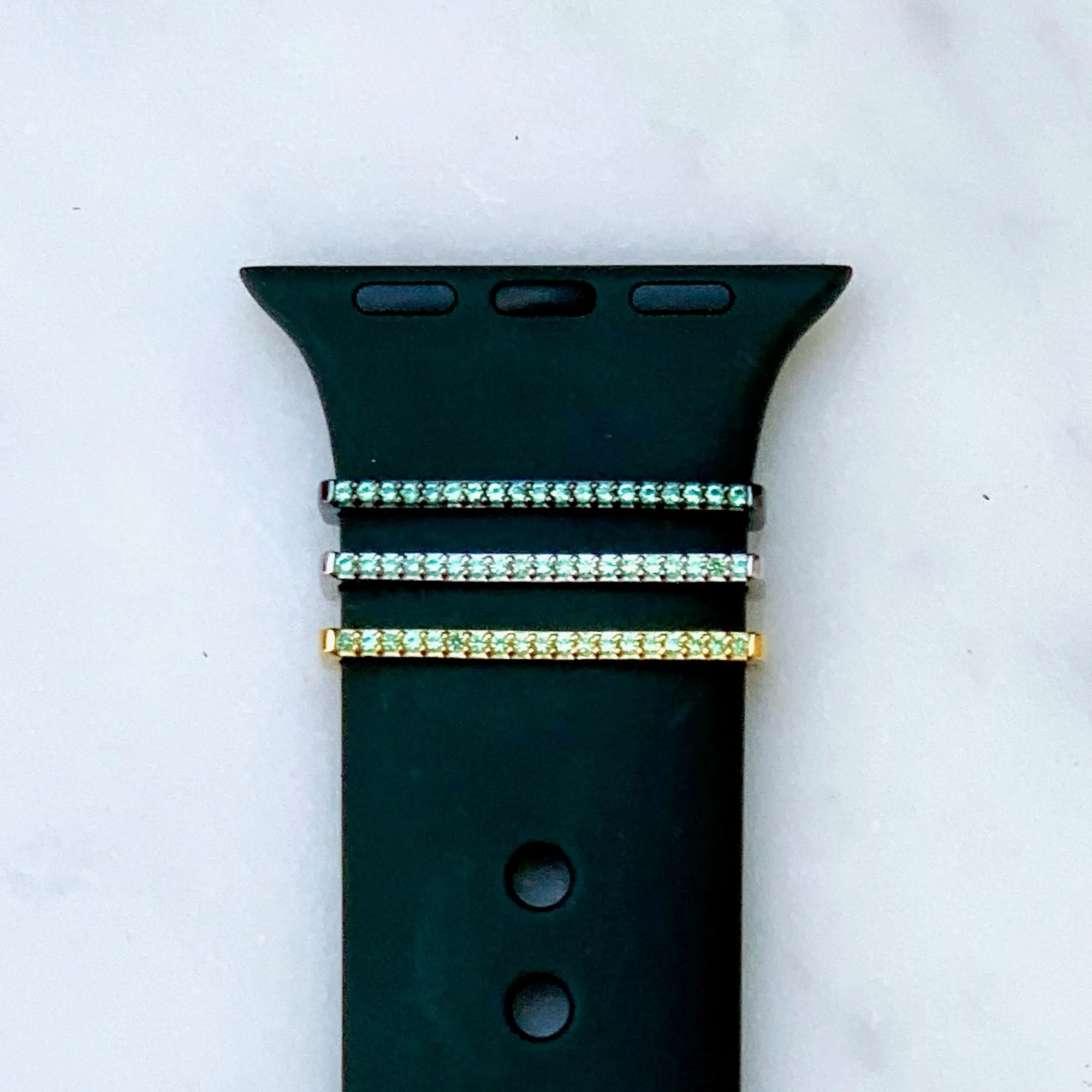 tiny emerald crystal ring - May birthstone • Apple Watch & Fitbit band accessory