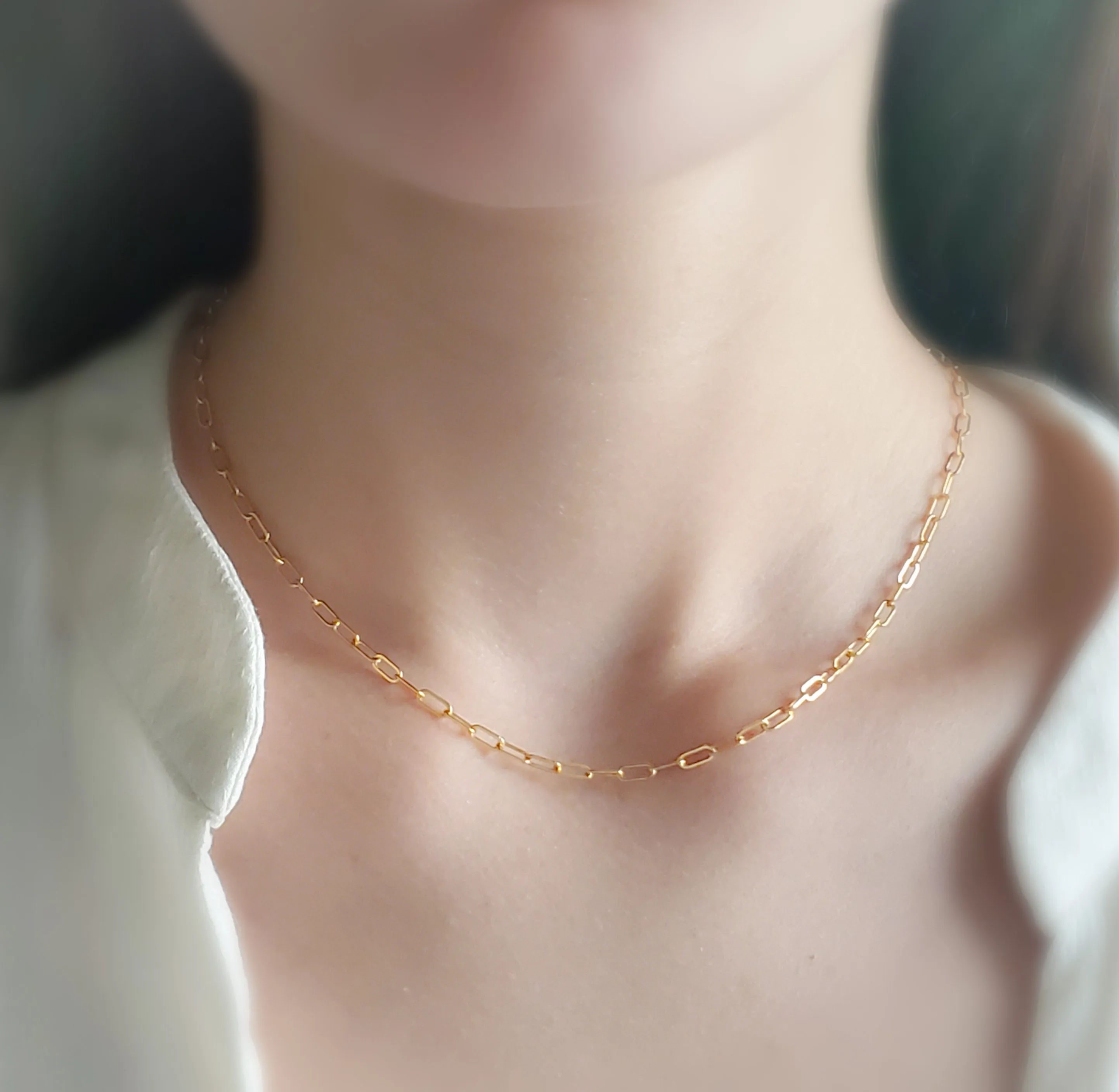 Tiny Paperclip Link Necklace