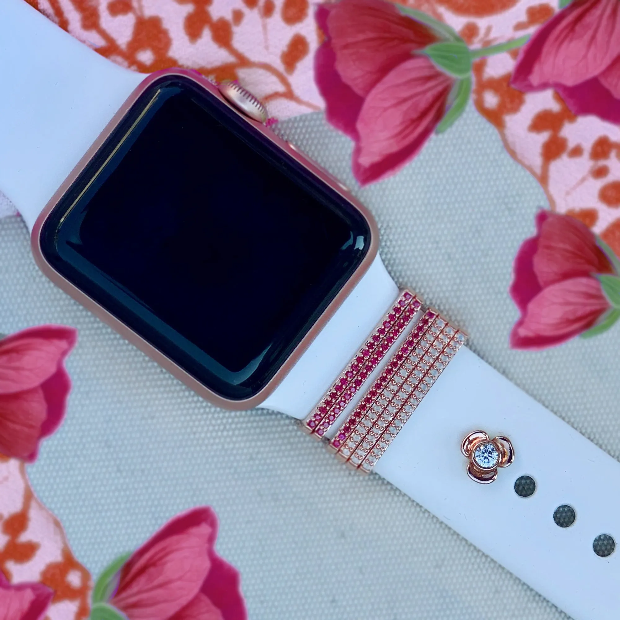 tiny pink opal ring - October birthstone • Apple Watch & Fitbit band accessory