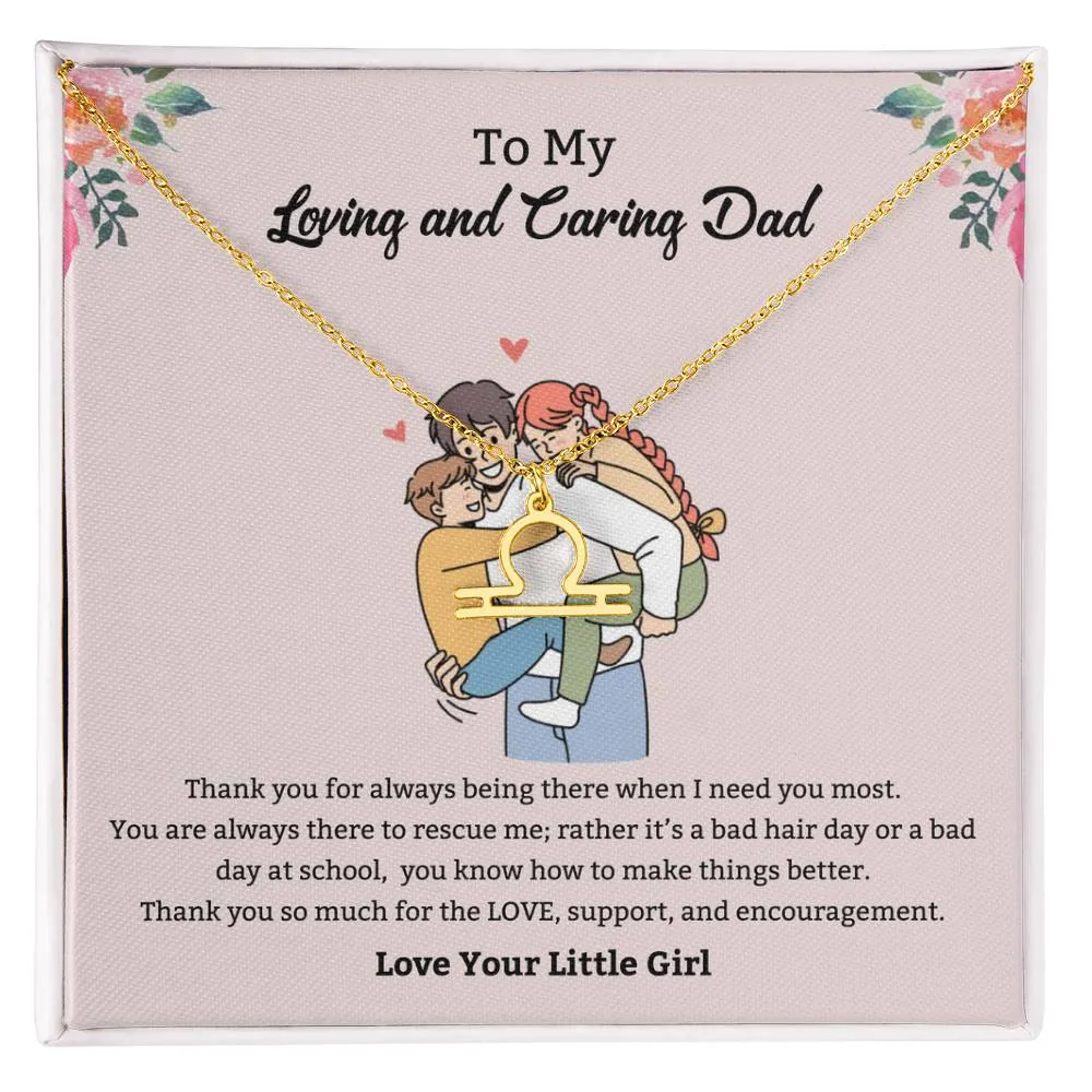 To My Loving and Caring Dad Zodiac Symbol Necklace