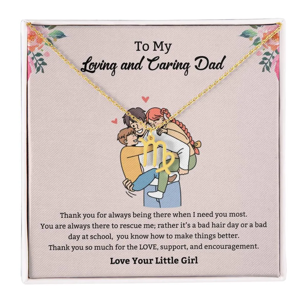 To My Loving and Caring Dad Zodiac Symbol Necklace