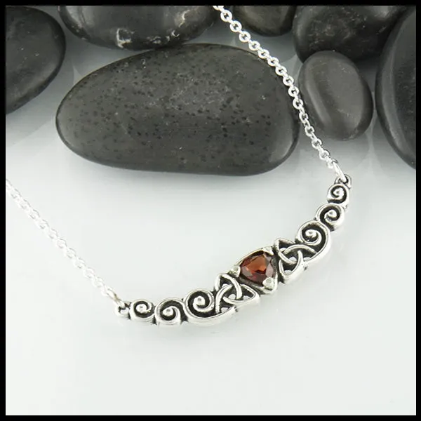 Trinity Scroll Bar Pendant in Silver