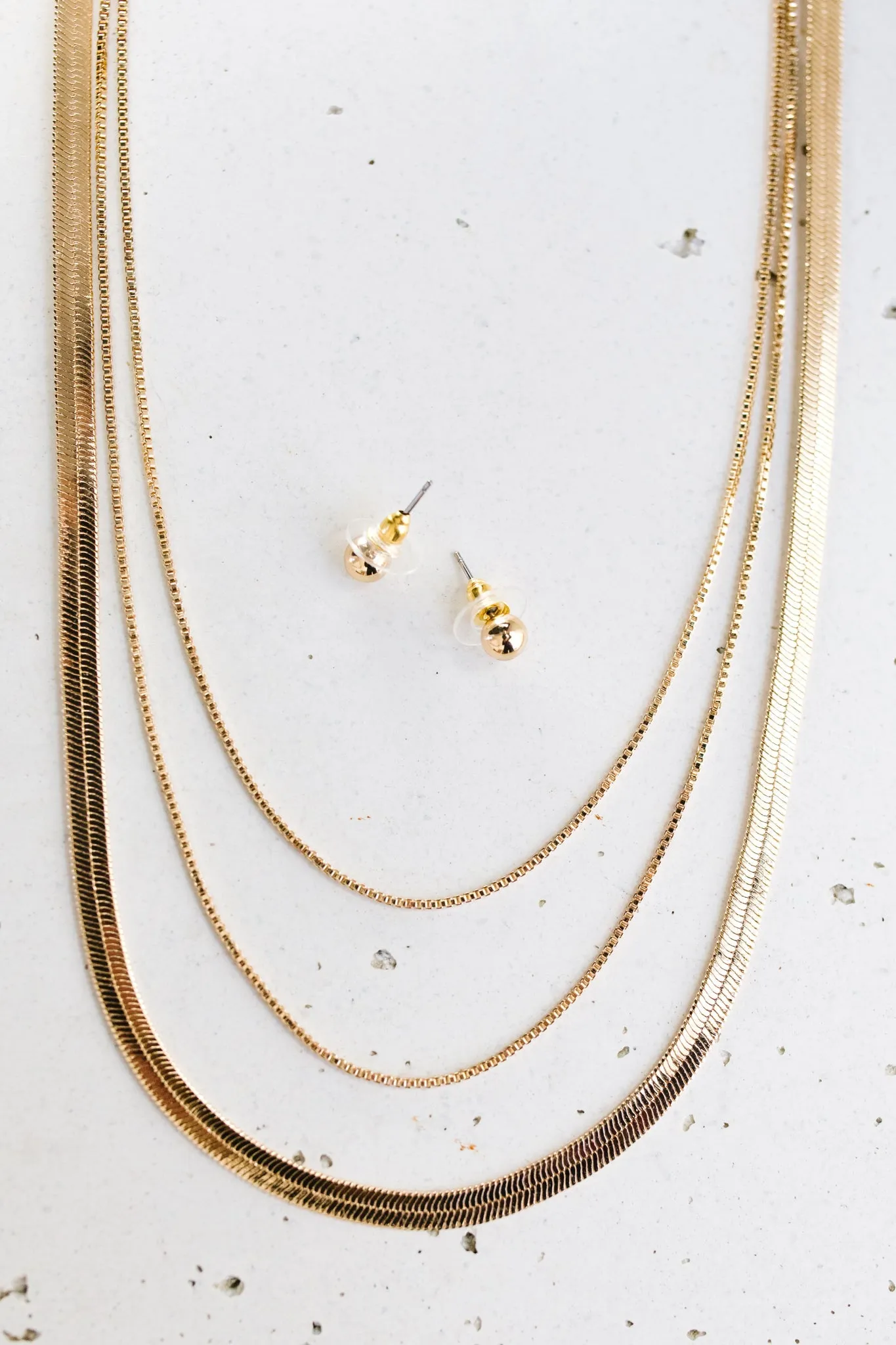 Triple Chain Necklace in Gold