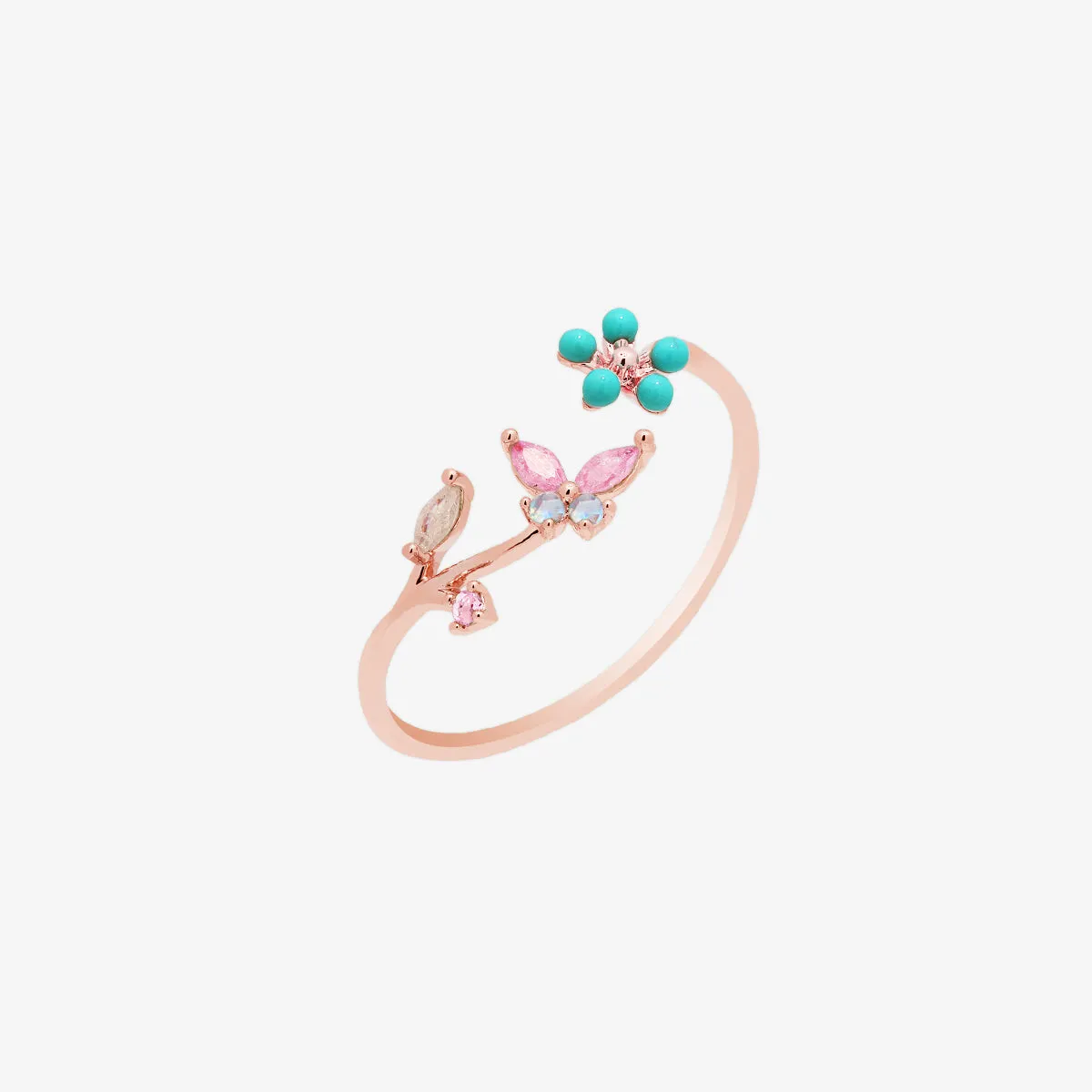 Turquoise Blossom Butterfly Ring