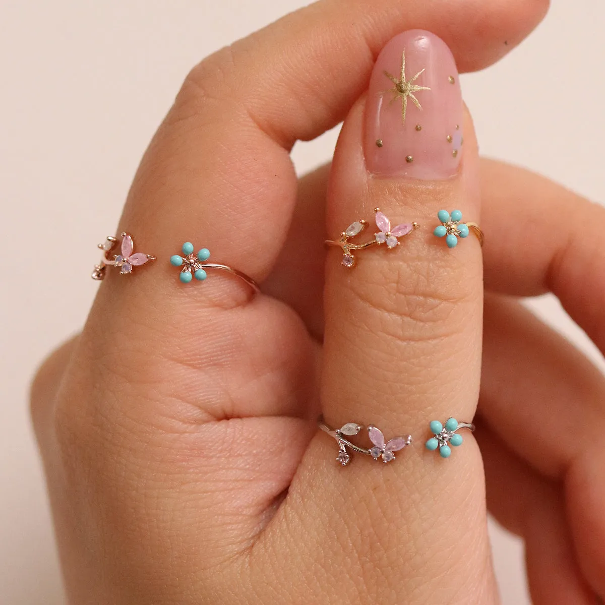 Turquoise Blossom Butterfly Ring