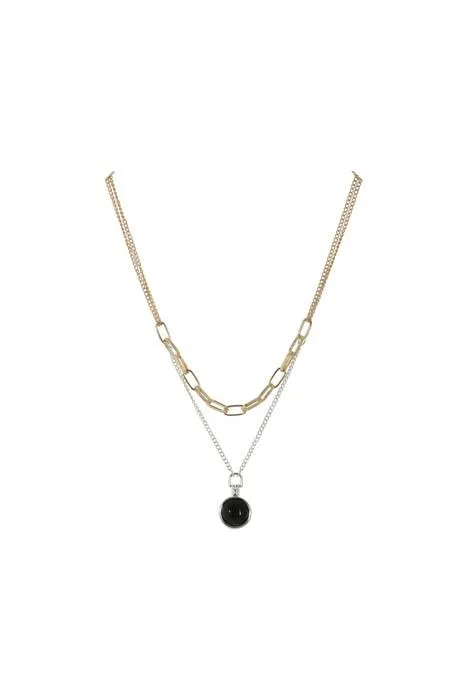 TWO STRAND TWO TONE PENDANT NECKLACE