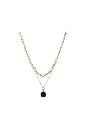 TWO STRAND TWO TONE PENDANT NECKLACE