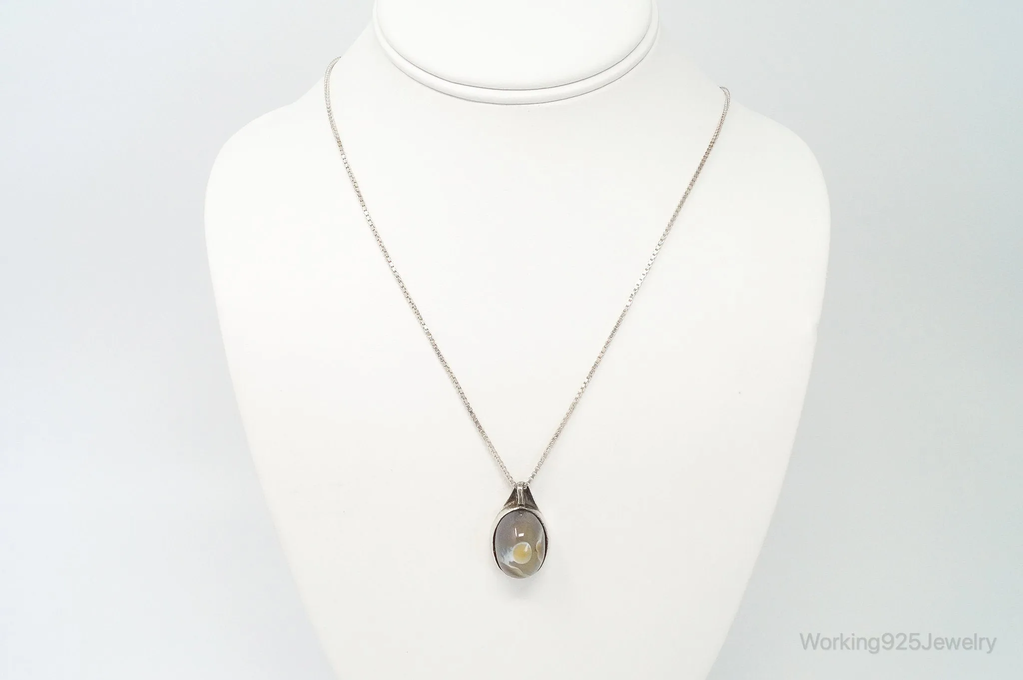 Vintage Agate Sterling Silver Necklace