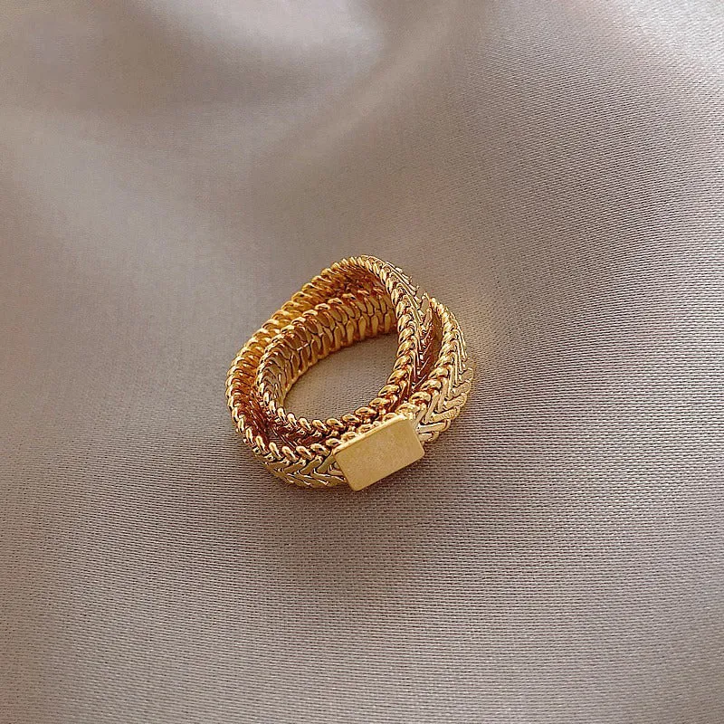 Vintage Minimalist Double Wrap Snake Chain Rings