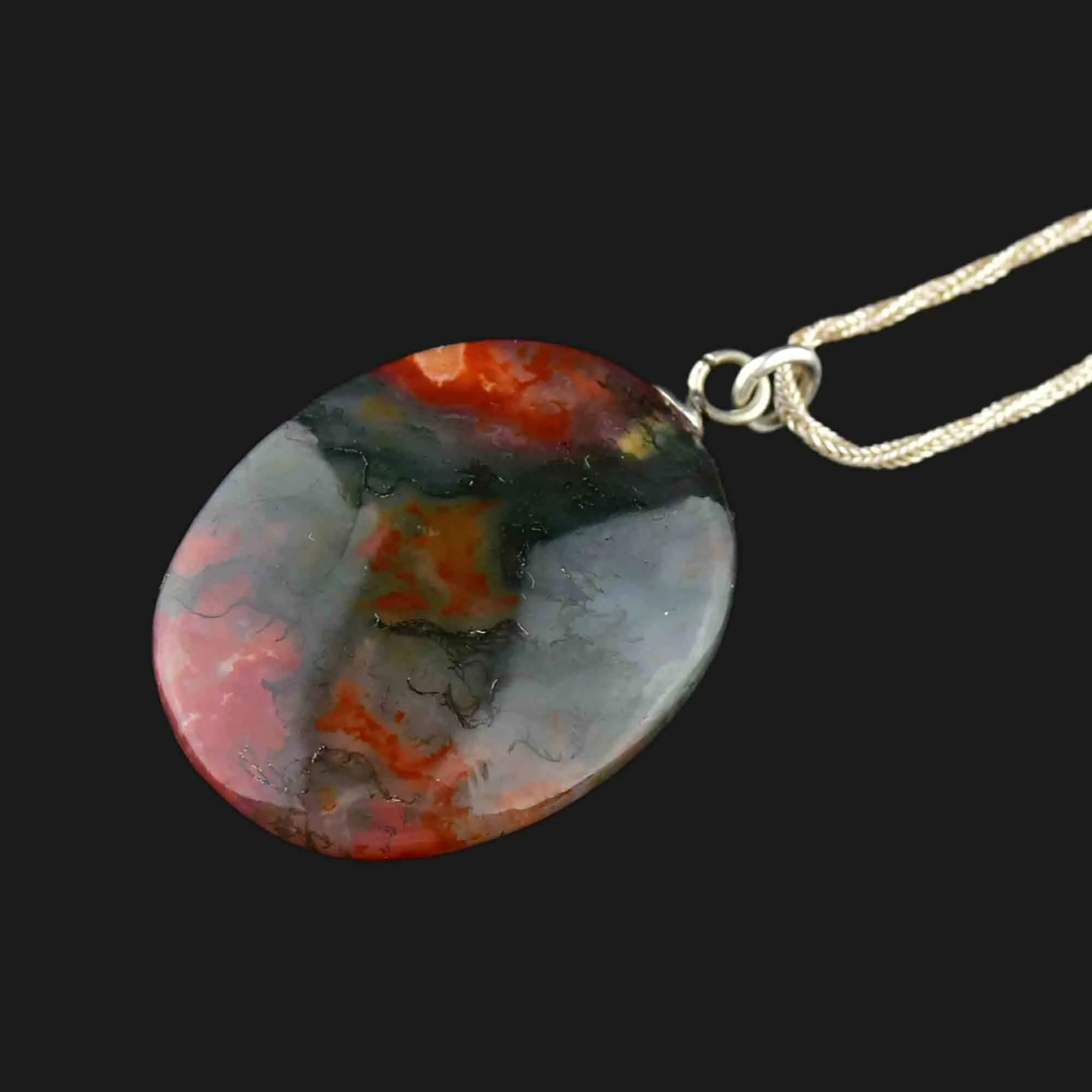 Vintage Scottish Moss Agate Pendant Necklace