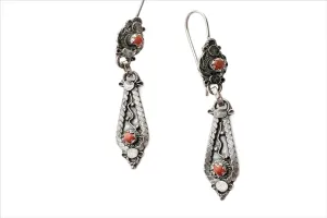 Vintage Silver and Coral Algerian Earrings