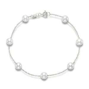 White Gold Tin Cup Pearl Bracelet