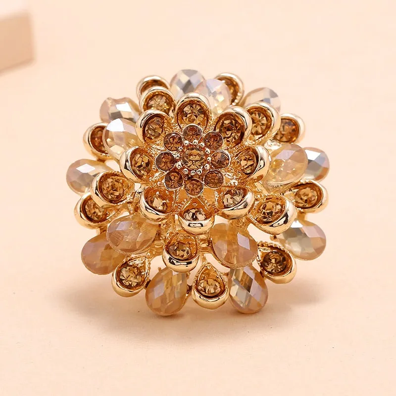 Women's Crystal Flower Ring