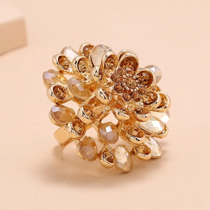 Women's Crystal Flower Ring